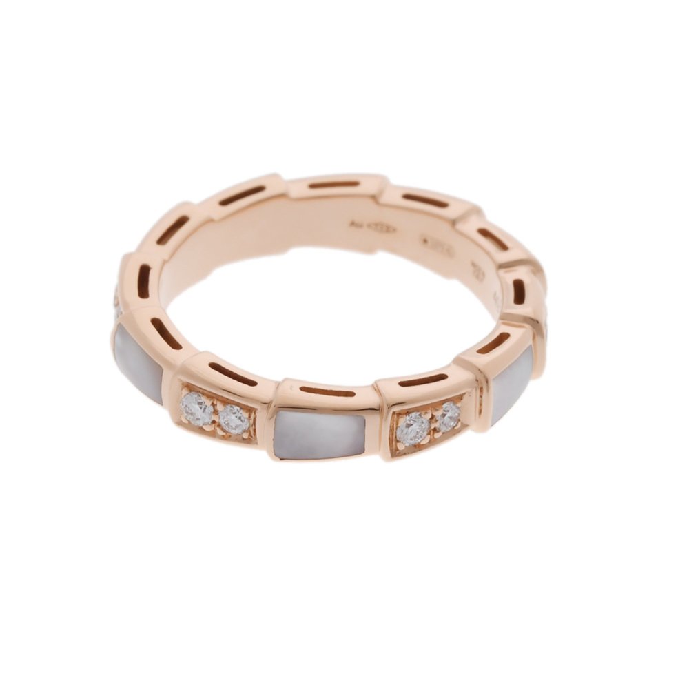 BVLGARI Serpenti Viper Diamond Shell #49 Size 9 Women's 18K Pink Gold PG Ring A - Picture 7 of 10